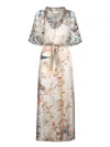 Pierre-louis Mascia Aloes Floral Silk Kaftan In Beige