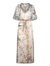 Pierre-louis Mascia Aloes Floral Silk Kaftan In Beige In Beige