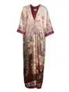 Pierre-louis Mascia Pierre Louis Mascia Printed Silk Long Dress In Beige