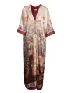 Pierre-louis Mascia Pierre Louis Mascia Printed Silk Long Dress In Beige
