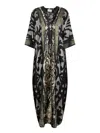 Pierre-louis Mascia Baroque-print V-neck Maxi Dress In Black