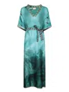 Pierre-louis Mascia Multicolor Blue Aloes Kaftan In Blue