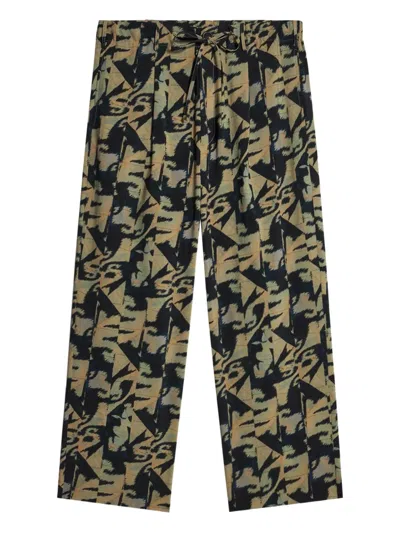 Pierre-louis Mascia Dylan Pleated-front Printed Trousers In Green
