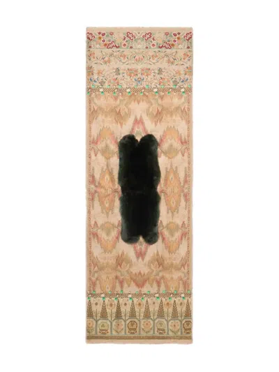 Pierre-louis Mascia Fanory Embroidered Fur-panel Scarf In Neutral