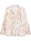Pierre-louis Mascia Floral Print Silk Jersey Jacket In Nude