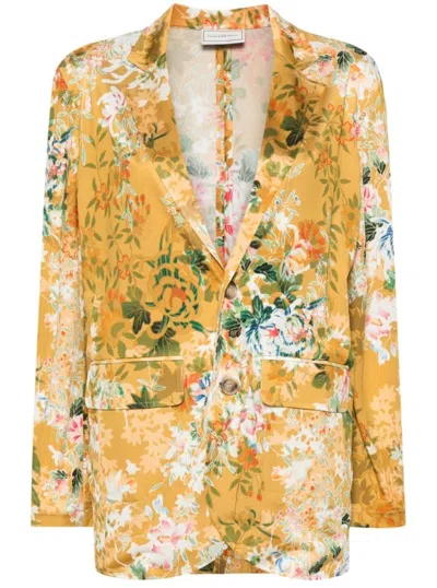 Pierre-louis Mascia Floral-print Silk Blazer In Multicolor