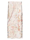 Pierre-louis Mascia Febos Floral Beige Silk Midi Skirt In Neutrals
