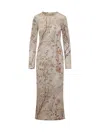 Pierre-louis Mascia Silk Dress With Delicate Floral Pattern Print In Beige