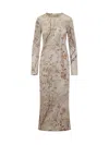 Pierre-louis Mascia Silk Dress With Delicate Floral Pattern Print In Beige