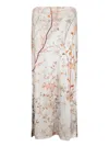 Pierre-louis Mascia Febos Floral Beige Silk Midi Skirt In Beige