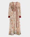 Shop Pierre-louis Mascia Floral & Bird-print Silk Maxi Dress In Cream Multi