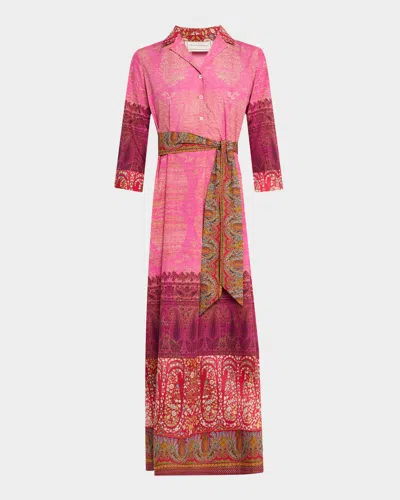 Pierre-louis Mascia Floral & Paisley-print Maxi Shirtdress In Pink Multi