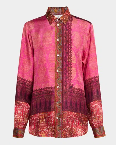 Pierre-louis Mascia Floral & Paisley-print Silk Shirt In Pink Multi