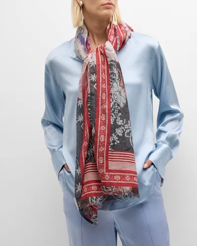 Pierre-louis Mascia Floral Cotton & Silk Scarf In Multi