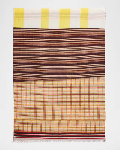Pierre-louis Mascia Floral Cotton & Silk Scarf In Burgundy