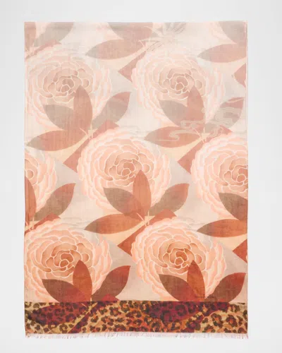 Pierre-louis Mascia Floral Cotton & Silk Scarf In Gold
