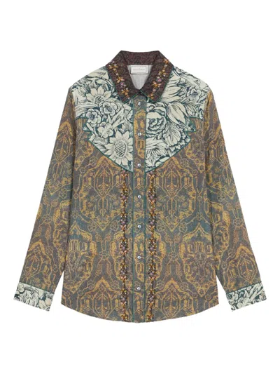 Pierre-louis Mascia Floral-damask Embellished Shirt In Multi