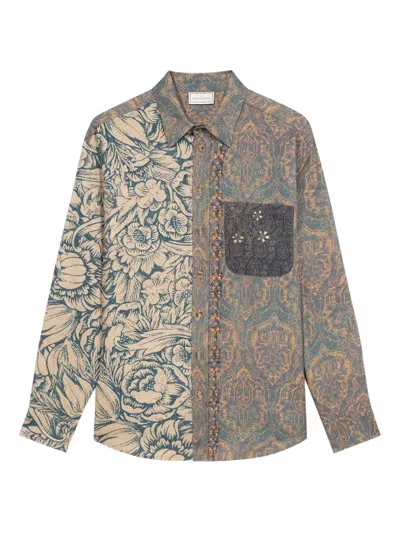 Pierre-louis Mascia Floral-damask Print Shirt In Brown