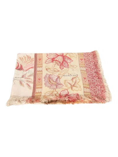 Pierre-louis Mascia Floral Fringed Scarf In Orange