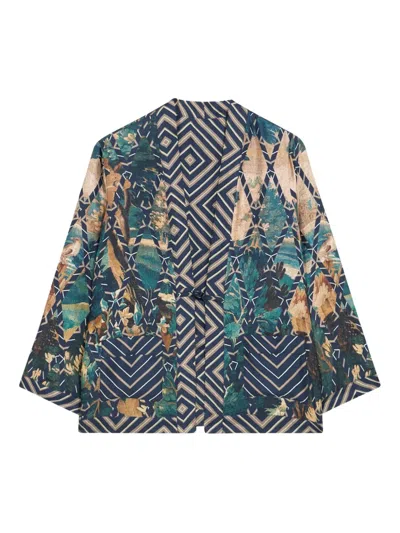 Pierre-louis Mascia Floral-geometric Print Jacket In Blue