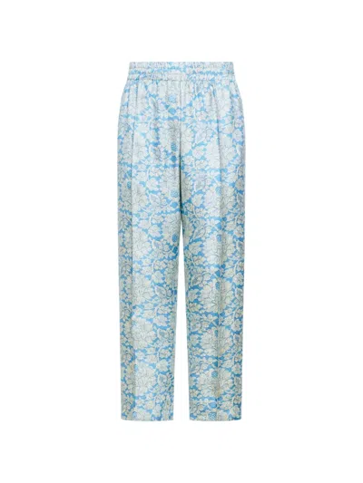 Pierre-louis Mascia Floral Jacquard Trousers In Blue