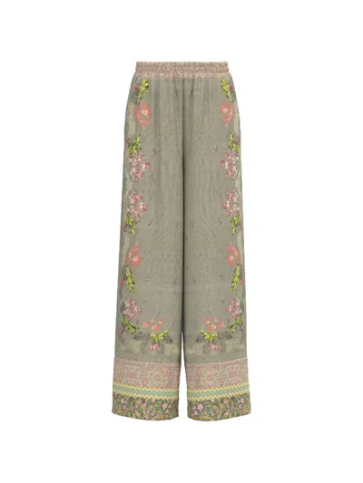 Pierre-louis Mascia Floral Paisley Palazzo Pants In Green