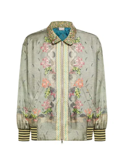 Pierre-louis Mascia Floral-pattern Bomber Jacket In Gray