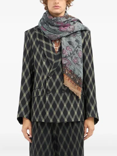Pierre-louis Mascia Floral-pattern Fringed-edges Scarf In Multi