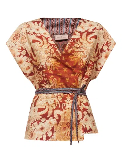 Pierre-louis Mascia Floral-pattern V-neck Top In Multi