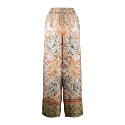 Pierre-louis Mascia Floral Patterned Palazzo Pants In Silk In White