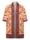 Pierre-louis Mascia Floral-patterned Short-sleeved Coat In Brown