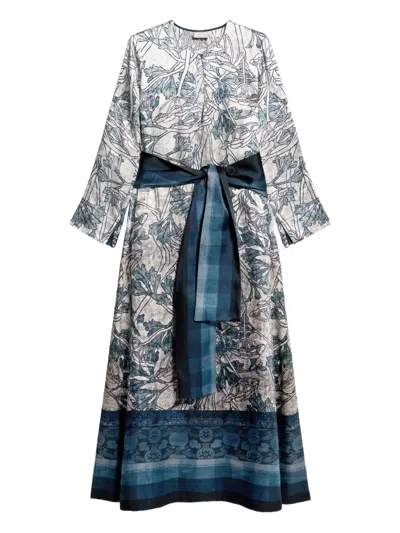 Pierre-louis Mascia Floral-print Belted Maxi Dress In Blue