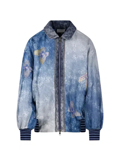 Pierre-louis Mascia Floral-print Bomber Jacket In Blue