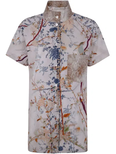 PIERRE-LOUIS MASCIA FLORAL-PRINT BUTTON-UP COTTON SHIRT