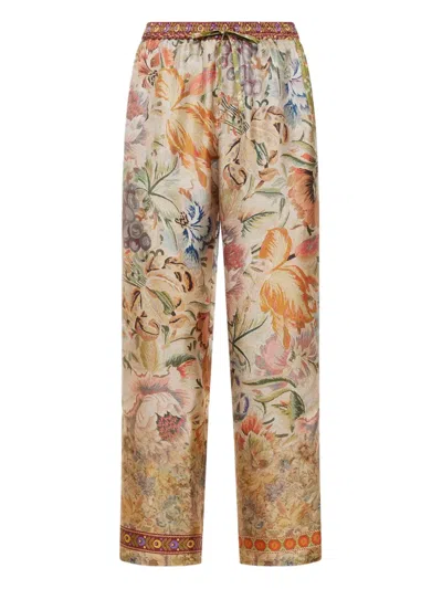 Pierre-louis Mascia Floral-print Drawstring-waist Trousers In Multi