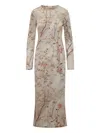 Pierre-louis Mascia Silk Dress With Delicate Floral Pattern Print In Neutrals