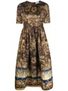 Pierre-louis Mascia Floral-print Flared Midi Dress In Brown