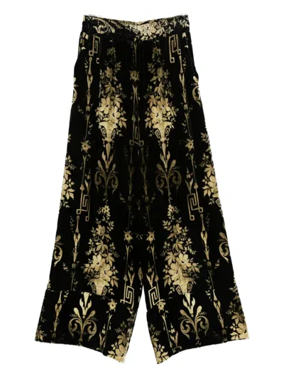 Pierre-louis Mascia Floral-print Palazzo Trousers In Black