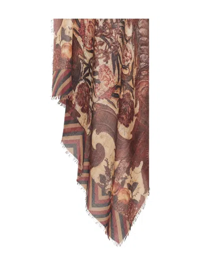 Pierre-louis Mascia Floral-print Scarf In Brown