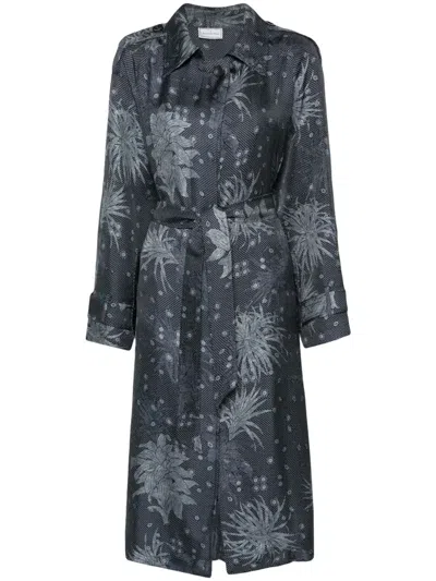 Pierre-louis Mascia Floral-print Silk Coat In Blue