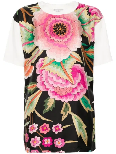 Pierre-louis Mascia Floral-print Silk-cotton Blend T-shirt In White