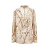 Shop Pierre-louis Mascia Floral Print Silk Jersey Jacket In Beige