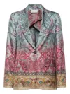 Pierre-louis Mascia Floral-print Single-breasted Blazer In Gray