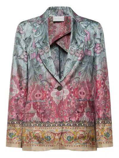 Pierre-louis Mascia Floral-print Single-breasted Blazer In Gray