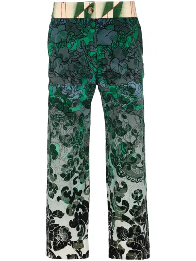 Pierre-louis Mascia Floral-print Straight Trousers In Blue