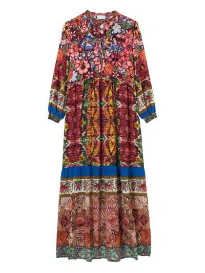 Pierre-louis Mascia Floral-print Tiered Maxi Dress In Multi