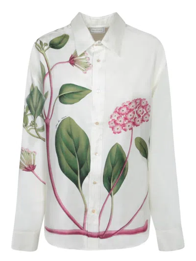 Pierre-louis Mascia Floral-print White Shirt With Classic Collar