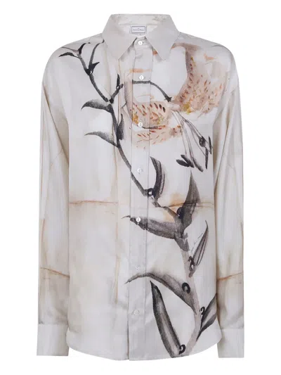Pierre-louis Mascia Pierre Louis Mascia Printed Silk Shirt In Neutral