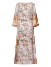 Pierre-louis Mascia Floral Silk Maxi Dress In Neutral