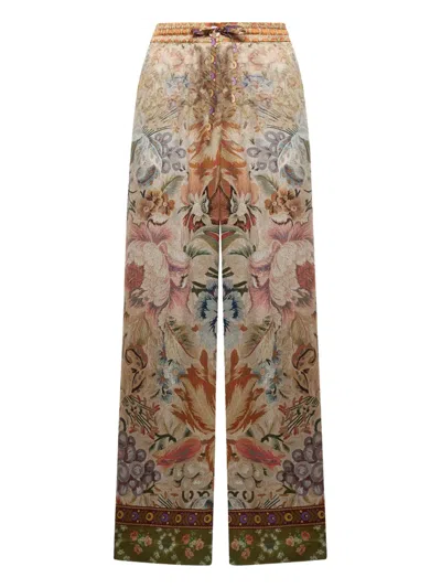 Pierre-louis Mascia Floral-tapestry Drawstring Trousers In Neutral